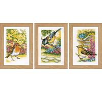 Vervaco Miniatures: Garden Birds (Set of 3), Polyester Cotton, Assorted, 40 x 2 x 20 cm