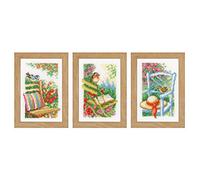 Vervaco Miniatures Garden Chairs aida Set of 3, Cotton Blend, Assorted, 36 x 14 x 14 cm