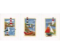 Vervaco Counted Cross Stitch Kit Lighthouse Miniatures, Cotton Multicolour, Set of 3