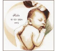 Vervaco Counted Point Kit - Mom and Baby - White - Approx. 26 x 26 cm