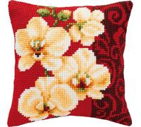 Vervaco Orchid Cross Stitch Cushion, Multi-Colour