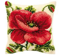 Vervaco Oriental Poppy, chunky cross stitch cushion front kit