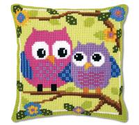 Vervaco Owls Cross Stitch Cushion, Multi-Colour
