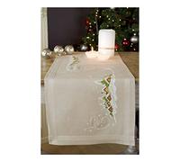 Vervaco Pack of 0150980 Table Runner Embroidery Cross Stitch Preprinted, Cotton, White, 40 x 100 x 1 cm