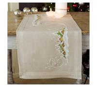 Vervaco Pack of 0150980 Table Runner Embroidery Cross Stitch Preprinted, Cotton, White, 40 x 100 x 1 cm