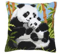 Vervaco Panda Cross Stitch Cushion, Multi-Colour
