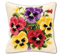 Vervaco Pansy Posy Cross Stitch Cushion, Multi-Colour