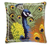 Vervaco Peacock Cross Stitch Cushion, Multi-Colour