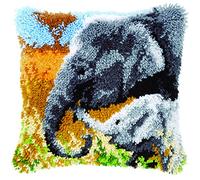 Vervaco Latch Hook Cushion PN-0147955 - Elephant Baby & His Mother