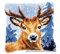 Vervaco PN-0163875 Deer Latch Hook Cushion Cotton, Multi-Colour, Approx. 40 x 40 cm / 16 x 16 inches.