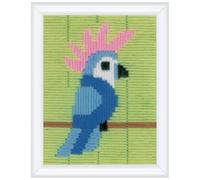 Vervaco PN-0179565 Cockatoo Embroidery Kit Pre-Signed Cotton, Multi-Colour, Approx. 12.5 x 16 cm / 5" x 6.4"