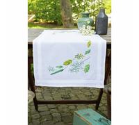 Vervaco PN-0179920 Leaves & Grasses Printed Table Runner Embroidery Set, Cotton, Multi-Colour, Approx. 40 x 100 cm / 16 x 40 Inches