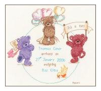 Vervaco Popcorn Celebration Birth Sampler Counted Cross Stitch, Multi-Colour