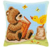 Vervaco Popcorn Reading Cross Stitch Cushion, Multi-Colour