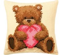 Vervaco Popcorn with Heart Cross Stitch Cushion, Multi-Colour