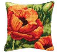 Vervaco Poppies Bold Cross Stitch Cushion, Multi-Colour