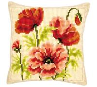 Vervaco Poppies Cross Stitch Cushion, Multi-Colour