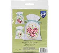 Vervaco Pot-Pourri Bag Roses and Butterflies Counted Cross Stitch Kit, Set of 3, Multi-Colour