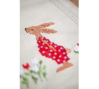 Vervaco Pre-Printed Cross Stitch Kit Easter Rabbit Table Runner Embroidery Complete Kit Adult Creative Home Decoration Manual Table Cadeou DIY Approx. 40 x 100 cm Cross Stitch Embroidery