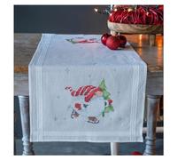 Vervaco Pre-Printed Cross Stitch Kit Table Runner Christmas Gnomes Embroidery Complete Kit Adult Creative Home Decoration Manual Table Cadeou DIY Approx. 40 x 100 cm Cross Stitch Embroidery