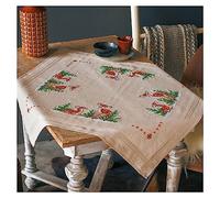 Vervaco Pre-Printed Cross Stitch Kit Tablecloth Deer Embroidery Complete Kit Adult DIY Craft Home Decoration Table Cadeou DIY Approx. 80 x 80 cm Cross Stitch Embroidery