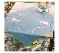 VERVACO Pre-Printed Embroidery Kit Christmas Rose Tablecloth Embroidery Set Table Linen Approx. 72 x 72 cm DIY Creative Size Kit Hobbies Adults Home Decor Embroidery