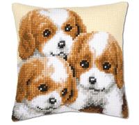 Vervaco Puppies Cross Stitch Cushion, Multi-Colour