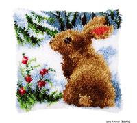 Vervaco Rabbit in the Snow Latch HookCushion, Multi-Colour
