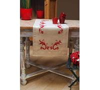 Vervaco "Red Leaf Design Runner Embroidery, 100 Percent Cotton, Multi-Colour