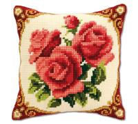 Vervaco Red Roses Cross Stitch Cushion, Multi-Colour