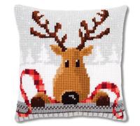 Vervaco Reindeer with a Red Scarf Cross Stitch Cushion, Multi-Colour
