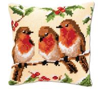 Vervaco Robins Cross Stitch Cushion, Multi-Colour, 40 x 40cm