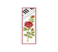 Vervaco Rose and Piano Counted Cross Stitch Bookmark, Multi-Colour