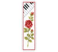 Vervaco Rose and Piano Counted Cross Stitch Bookmark, Multi-Colour