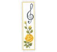 Vervaco Rose and Treble Clef Counted Cross Stitch Bookmark, Multi-Colour