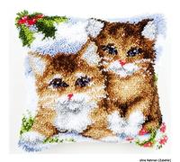 Vervaco Snow Cats Latch Hook Cushion, Multi-Colour