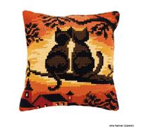 Vervaco stamped cross stitch kit cushion Cats on a branch, DIY