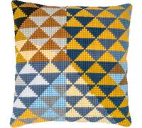 Vervaco Kit Coussin Au Point De Croix Plumes - Cushion Cover Without Backrest 40x40cm Geometric - Counted Cross Stitch Kits DIY Kit Christmas Gift Decoration for Crafts