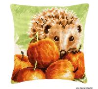 Vervaco stamped cross stitch kit cushion Hedgehog with apples, DIY