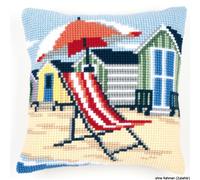Vervaco stamped cross stitch kit cushion On the beach, DIY