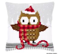 Vervaco stamped cross stitch kit cushion Owl in santa hat, DIY