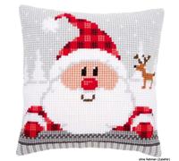 Vervaco stamped cross stitch kit cushion Santa in a plaid hat, DIY