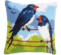 Vervaco stamped cross stitch kit cushion "Swallows", 40x40cm, DIY