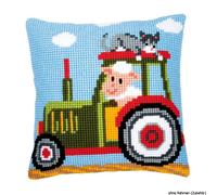 Vervaco stamped cross stitch kit cushion Tractor, DIY