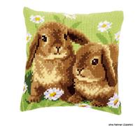 Vervaco stamped cross stitch kit cushion Two rabbits, DIY