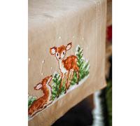 Vervaco stamped cross stitch kit tablechloth "Hirsch", 40x100cm, DIY
