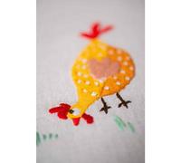 Vervaco Embroidery Kit Tablecloth Embroidery Set Adult Pre-Printed Colourful Chickens Embroidery Blankets Pre-Drawn Blanket Embroidery Kit Satin Stitch 80 x 80 cm Fabric for Embroidery Creative Gift