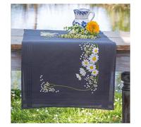 Vervaco stamped satin stitch kit tablechloth Gänseblümchen, 40x100cm, DIY