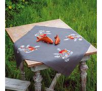 Vervaco Embroidery Kit Tablecloth Embroidery Set Adult Pre-Printed Poppies Embroidery Blankets Pre-Drawn Blanket Embroidery Kit Satin Stitch 80 x 80 cm Fabric for Embroidery Creative Gift