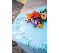 Vervaco stamped satin stitch kit tablechloth "Pastel Flowers", 72x72cm